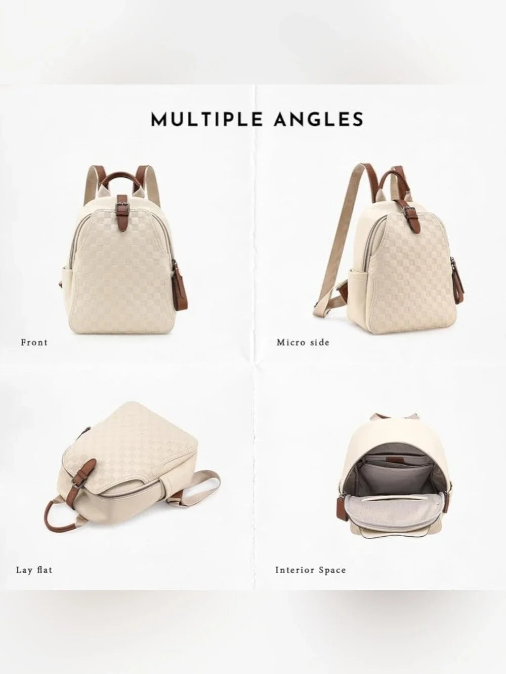 Cute And Elegant PU Leather Backpack Plaid Backpack for Women